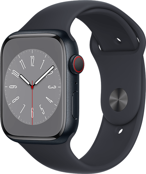 Apple Watch Series 8 (45mm) in Midnight Alum -- Midnight Band - M